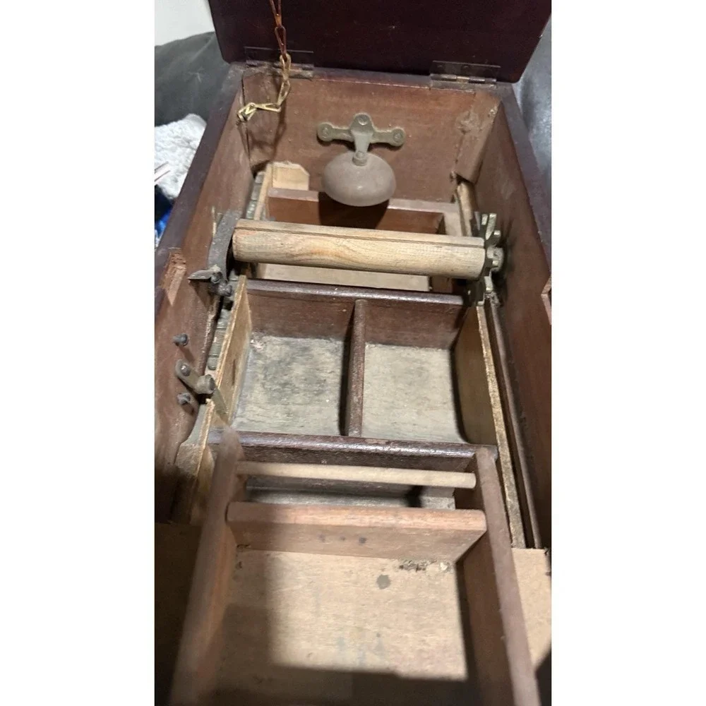 Antique‎  Wood Cash Register Drawer Box Bell Drawer Works - Cha Chings